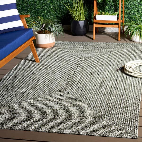 Braided 3 ft. x 5 ft. Green Solid Color Modern Washable Area Rug