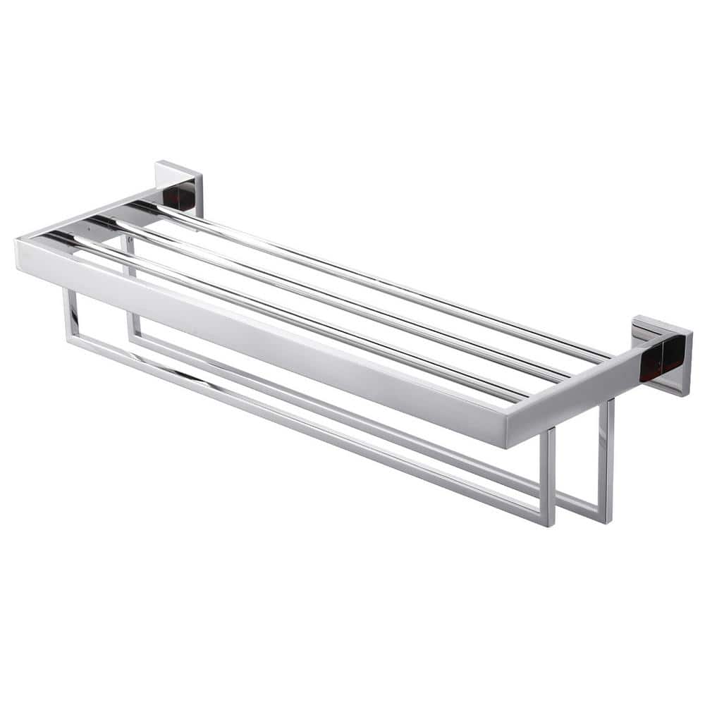 24-Inch Stainless Steel Wall Mounted Towel Rack with Double Towel Bars for Bathroom in Polished Chrome