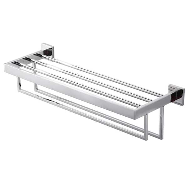 AVITAS 24 in. Stainless Steel Wall Mounted Towel Rack with Double Towel Bars for Bathroom in Polished Chrome
