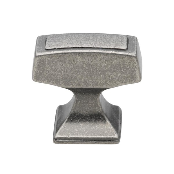 GlideRite 1-1/8 in. Weathered Nickel Deco Rectangle Cabinet Knobs (10-Pack)