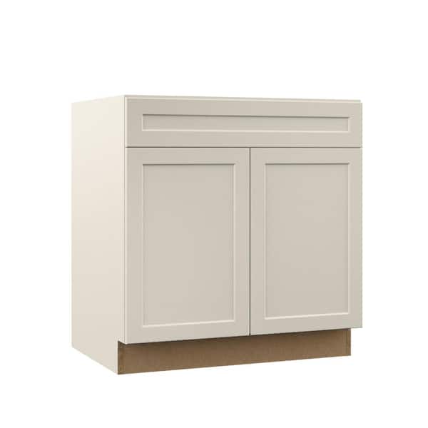 Hampton Bay Designer Series Melvern 33 in. W 24 in. D 34.5 in. H Assembled Shaker Sink Base Kitchen Cabinet in Cloud