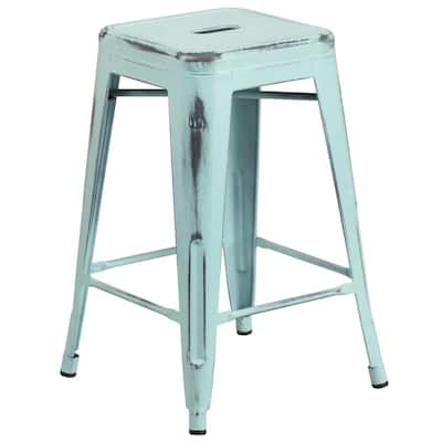 distressed blue bar stools