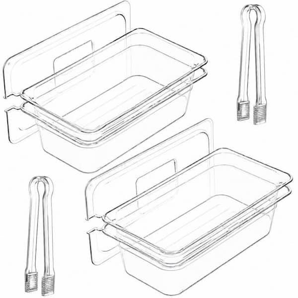 Ice-Chilled Serving Tray with Lid and Tongs, 2-Set Cold Food Buffet Platter 14.17 in. x 12.99 in., Unit
