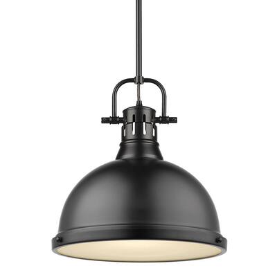 Duncan 1-Light Black Pendant and Rod with Matte Black Shade