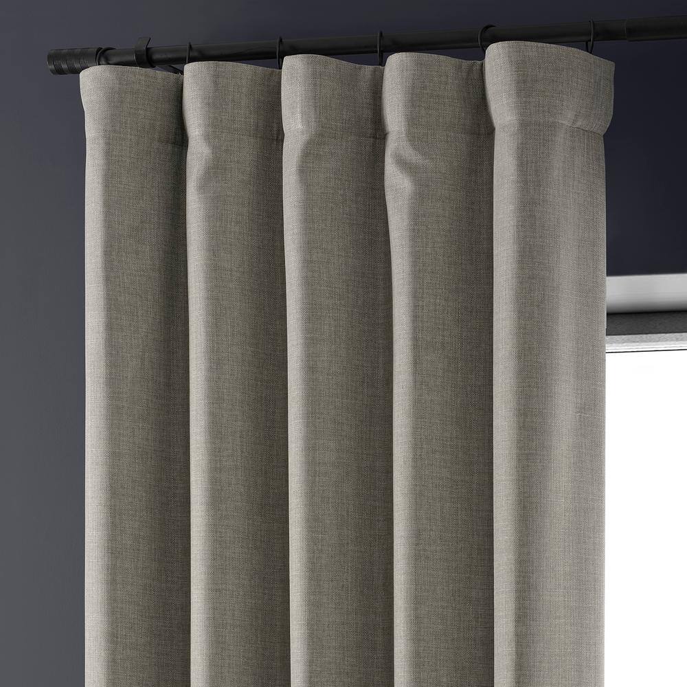 Slate Gray Faux Linen Blackout Curtain Panel 50" x 96"
