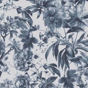 Arcane Garden Ink Blue Wallpaper