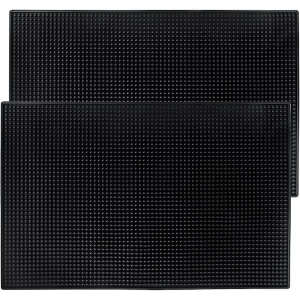 2 Pcs 18in.x12in. Rubber Bar Mat,Non-toxic Durable Material, Quick Drying Bristle Surface Non-slip, Easy to Clean, Black