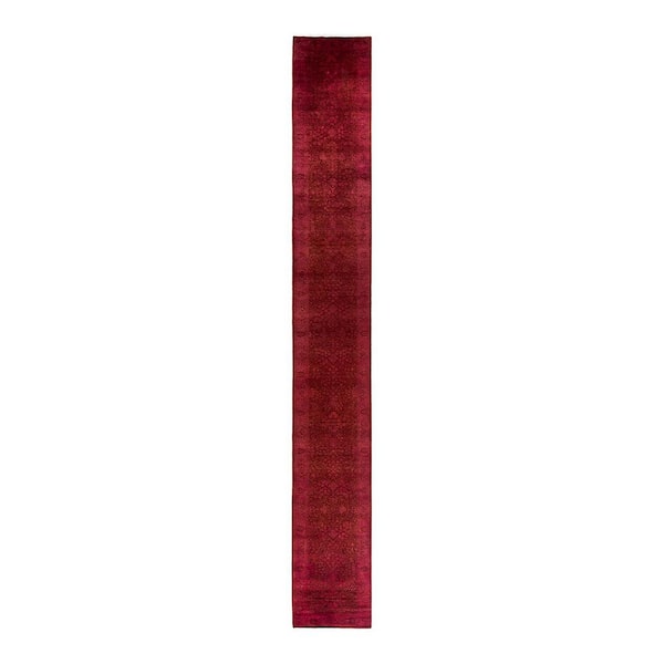 Overdyed Pink 3 ft. x 20 ft. Solid Wool Indoor Runner Rug