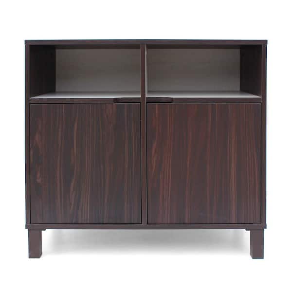 Noble House Nicholas Walnut Brown Faux Wood Multi-Function Cabinet with Sonoma Oak Interior
