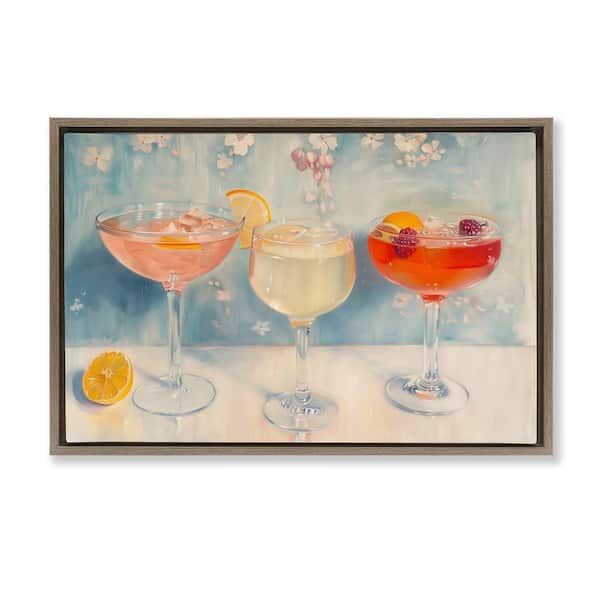 Stupell Industries Fun Fruity Cocktails by Arlington Prints Brown Floater Frame Food Graphic Art Print 17 in. x 25 in.