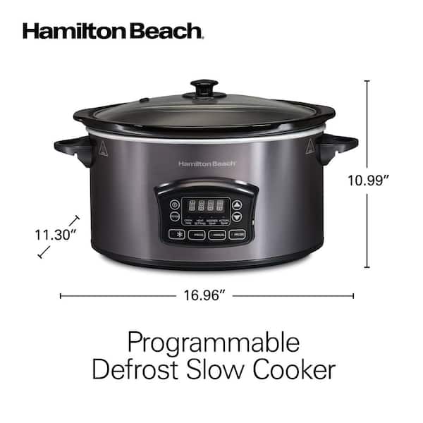 Hamilton Beach 6 qt. Gray Programmable Slow Cooker with Defrost