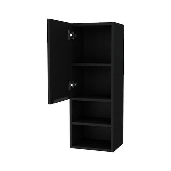 11.8 in. W x 32 in. H Rectangular Black MDF Surface Mount Medicine Cabinet without Mirror with 4 Shelves