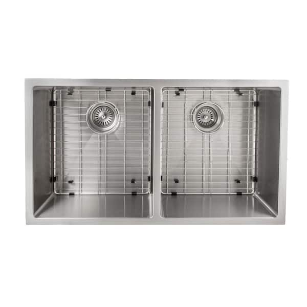 ZLINE Kitchen and Bath ZLINE 33" Anton Undermount Double Bowl Stainless Steel Kitchen Sink with Bottom Grid (SR50D-33)