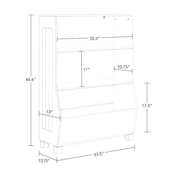 RiverRidge Home Kids 34 in. White Bookcase with Toy Organizer 02