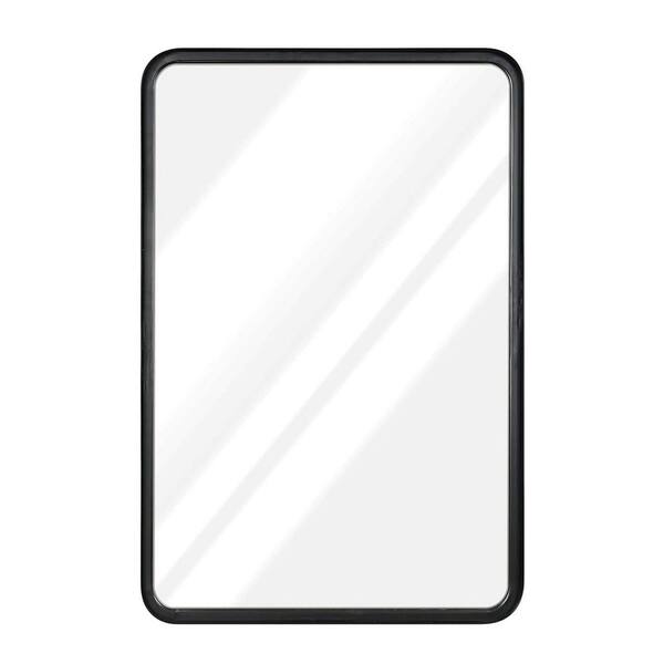 30 in. W x 22 in. H Matte Black Metal Framed Rounded Corner Rectangular