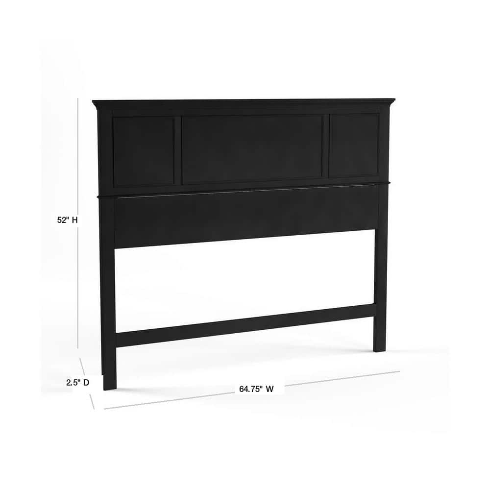 Ebony Queen Wood Headboard with Raised Panels