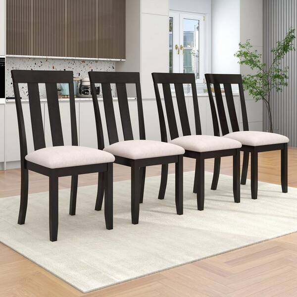 GOJANE Espresso Soft Fabric Dining Chairs with Seat Cushions and Curved  Back (Set of 4) WF291209LWYAAP - The Home Depot