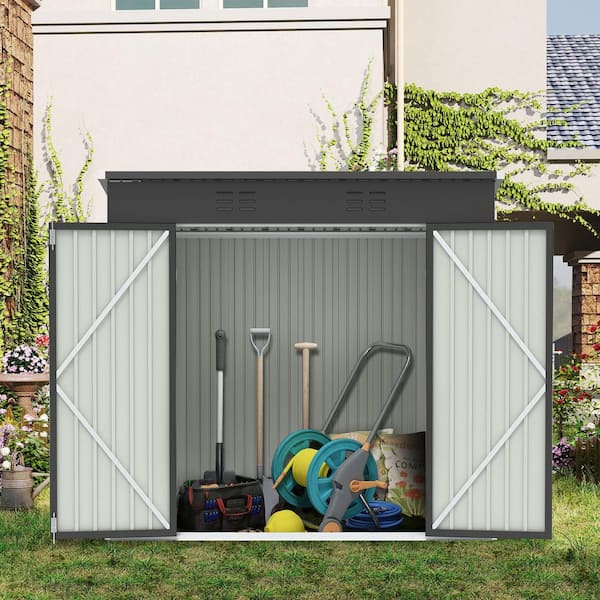 BTMWAY Dark Gray Upgrade 6 ft. W x 4 ft. D Galvanized Steel