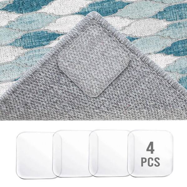 SUSSEXHOME Gray-Blue Color Geometric Trellis Design Cotton Non-Slip  Washable Thin 3-Piece Bathroom Rugs Sets BTH-OT-01-Set - The Home Depot