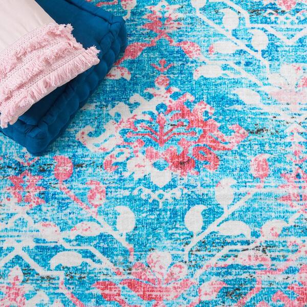 SAFAVIEH Riviera Light Blue/Pink 7 ft. x 7 ft. Machine Washable