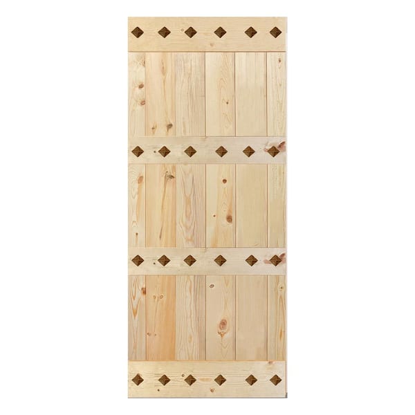 ISLIFE Mid-Century Style 36 in. x 84 in. Unfinished Solid Wood Sliding Barn Door Slab - Hardware Track NOT Included