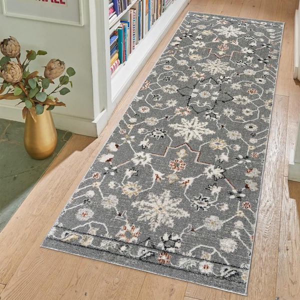 Trevi Oren Dark Gray 2 ft. x 6 ft. Moroccan High-Low Indoor Runner Rug