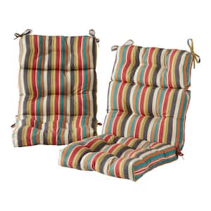 44 in. x 22 in. Outdoor High Back Dining Chair Cushion in Sunset Multi-Color Stripe (2-Pack)