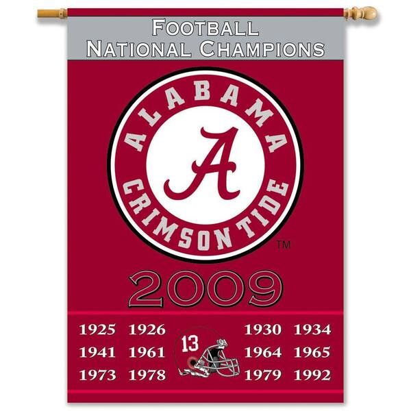 BSI Products NCAA 28 in. x 40 in. Alabama Champ Years 2-Sided Banner with Pole Sleeve-DISCONTINUED