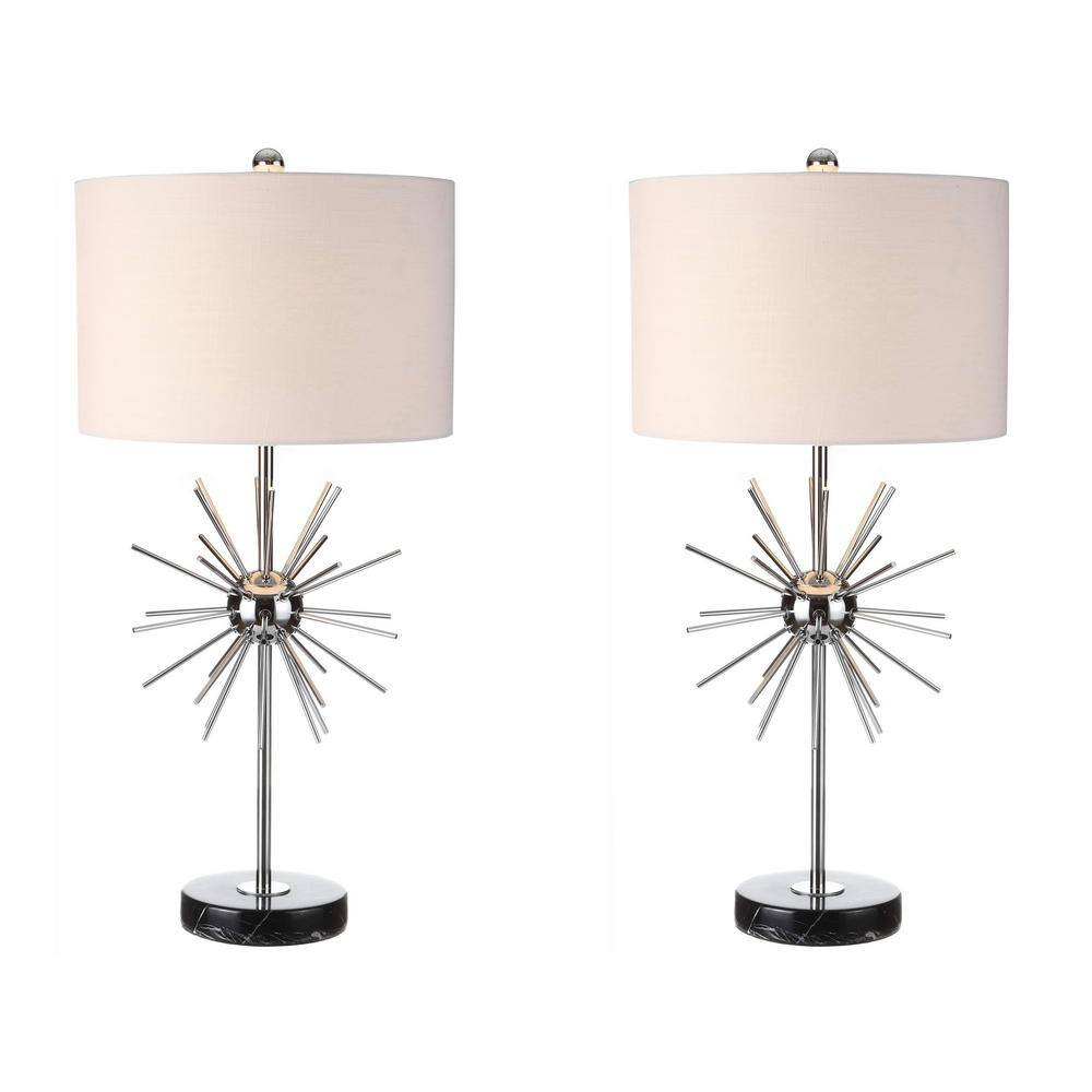 JONATHAN Y Aria 31.5 in. Chrome Metal/Marble Table Lamp (Set of 2) JYL2011A- SET2 The Home Depot