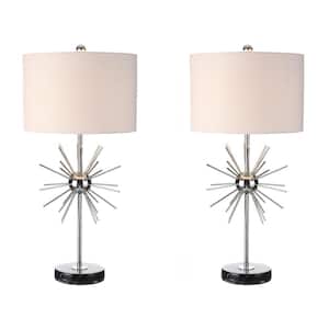 Aria 31.5 in. Chrome Metal/Marble Table Lamp (Set of 2)