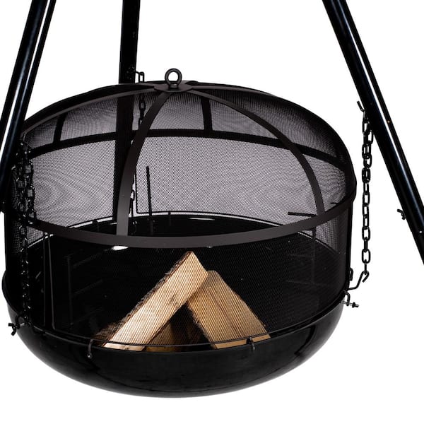 Protective Spark Guard Lid for Campfire Pan 70, Outdoor Fireplace Accessory, Black Lacquered Steel