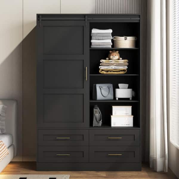 black armoire dresser Garvee Wardrobe Closet with 3 Drawers and 2 Doors Modern Wooden Wardrobe Cabinets for Hanging Clothes Tall Standing Bedroom Armoires Heavy Duty Modern in the Dressers department at environmentally friendly MDF board with a durable 18mm frame and 15mm shelves for long Ktaxon Arched Wardrobe Closet Armoire