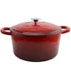 New crockpot dutch Oven Round Cast Iron Nonstick 3qt Scarlet Red W/ Lid