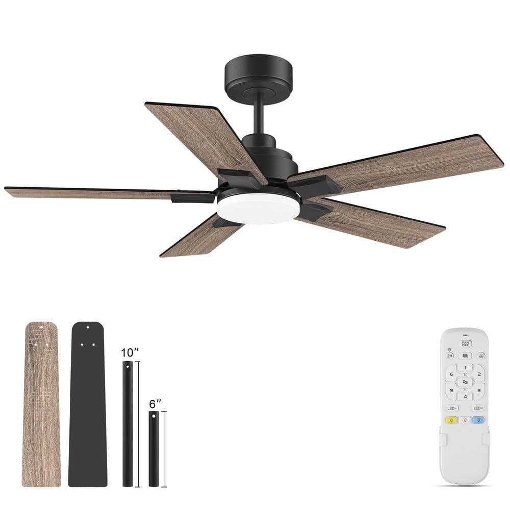 42 in. Modern Wood Indoor Outdoor Black Standard Downrod Mount Ceiling Fan with LED Lights and Remote,Quiet DC Motor price history on PriceWatchPro