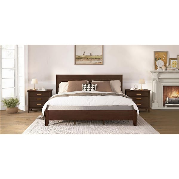 OrangeOne Lessio Dark Brown 3-Drawer 25.8 in. W Solid Wood