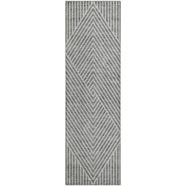 Addison Rugs Mayfield Premium Machine Washable Abstract AMF937 Gray 2 ft. 3 in. x 7 ft. 6 in. Runner Rug