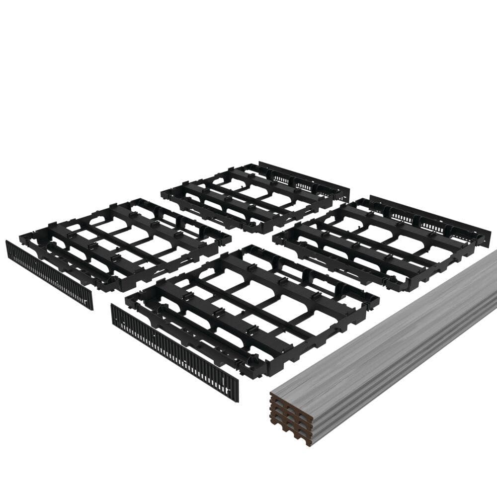 Gray Composite Water-Resistant Outdoor Interlocking Deck Kit
