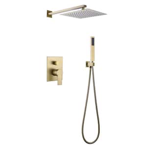 Single-Handle 2-Spray Patterns Wall Mount Shower Faucet 1.8 GPM with High Pressure in Brushed Gold (Valve Included)