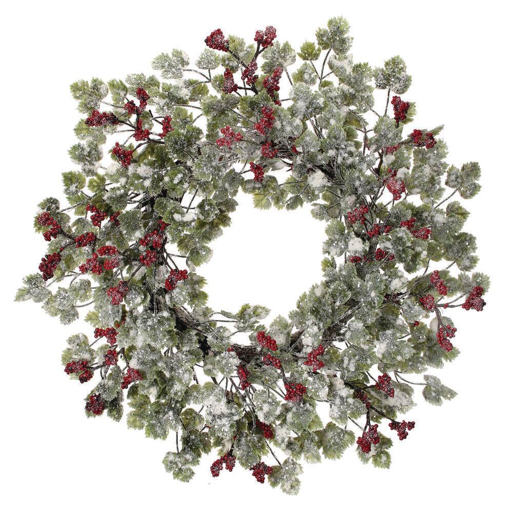 24 in. Green Artificial Frosted Mini Grape Leaf And Berries Wreath price history on PriceWatchPro