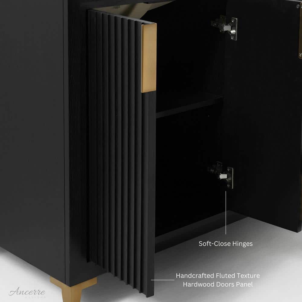 Turlington 60" Black Oak Vanity with White Quartz Top