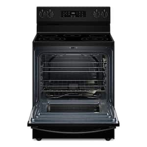30 in. 5 Burner Element Freestanding Electric Range in Black with Steam Clean