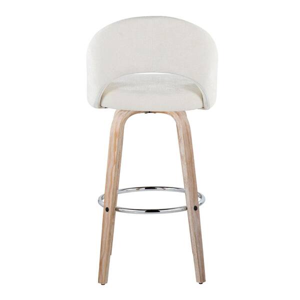 Lumisource Renee Upholstered 42.25 in. Cream Fabric, White Washed