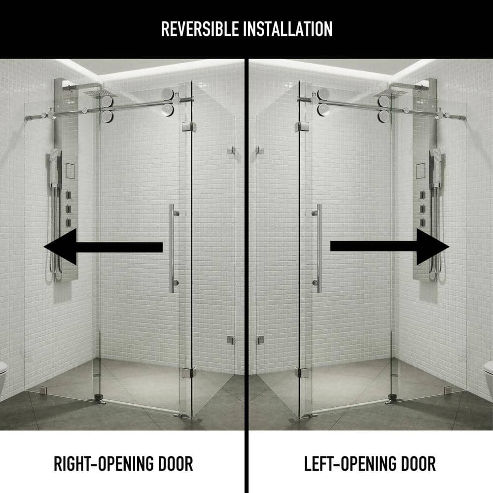 Winslow 58" Frameless Sliding Shower Enclosure with Clear Glass and Black Hardware