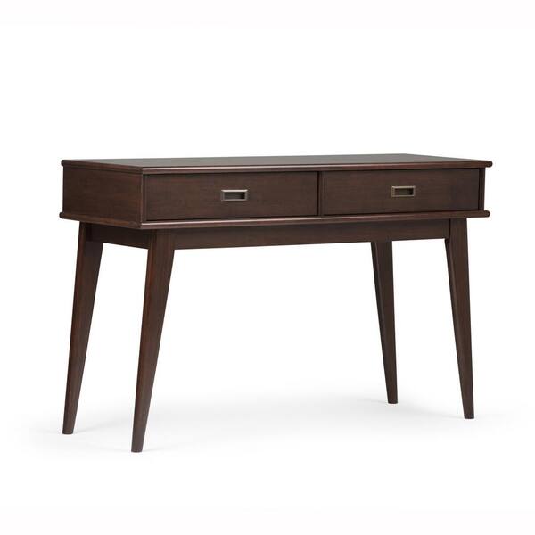 Simpli Home Draper 48 in. Brown Standard Rectangle Wood Console Table with Drawers