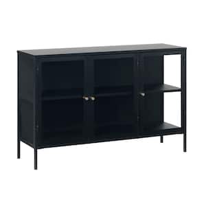 Maile 52 in. W x 15.75 in. D x 33.5 in. H Steel 3-Section Sideboard Glass-Door Cabinet
