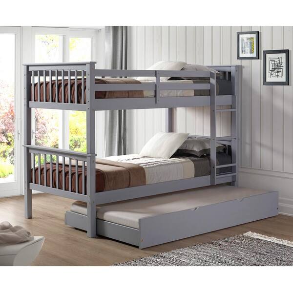 Solid Wood Grey Twin Bunk Bed, Walker Edison Bunk Bed Reviews