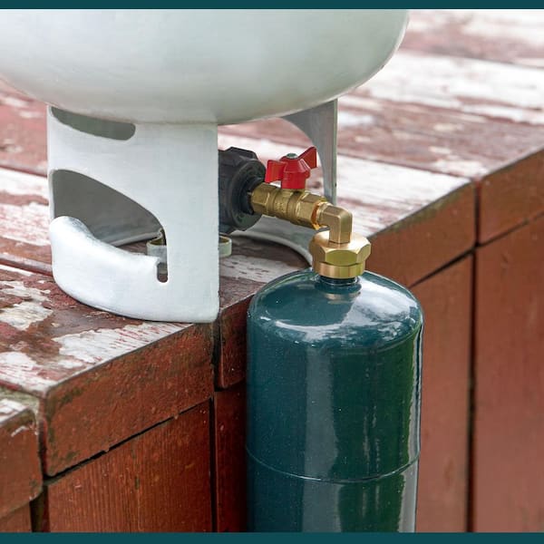 Solid Brass 90 Elbow Propane Refill Adapter Conversion Kit with Valve for Fill 1 lb. Bottles from 20 lb. Tank