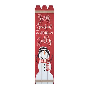 31.5 in. Red Wood Christmas 'Tis the Season to be Jolly Wall Plaque