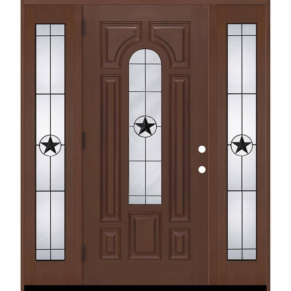 Regency 64 in. x 80 in. CenterLte Alamo Glass RHOS Chstnt Mahogany Fiberglass Prehung Front Door w/12in-Full SLs 6-9/16 price history on PriceWatchPro