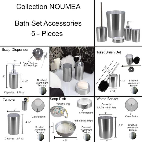 5Pcs Luxury Bathroom Accessories Set Nordic Style Toilet Brush Holder  Sanitizer Bottle Mouth Cup Shower Bottle Soap Box - White